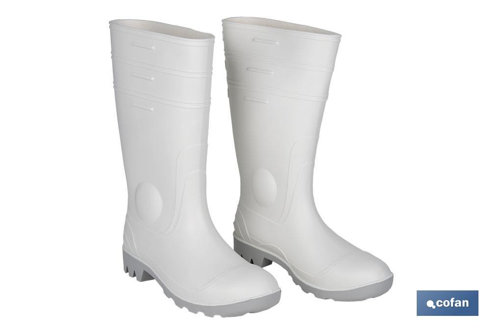 Bota de Agua | Alta de Seguridad S-4 | Color Blanco | Puntera de Acero | Fabricada en PVC-Nitrilo