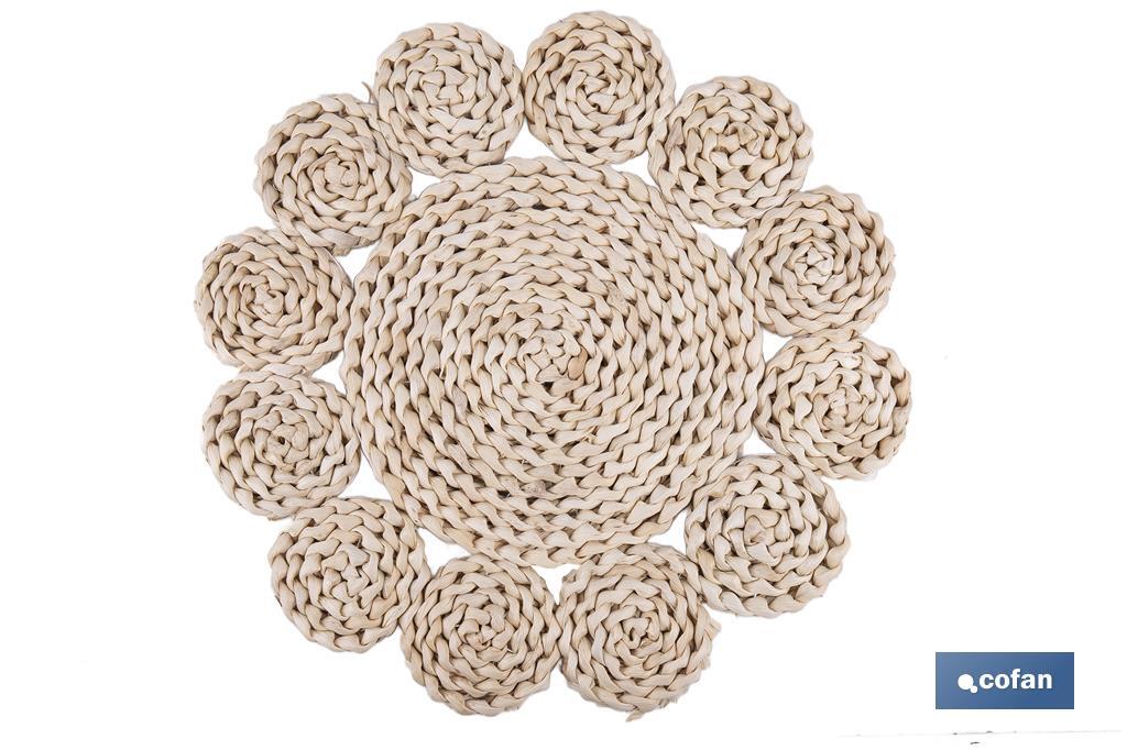 Bajoplatos con formas circulares | Packs de 6 salvamanteles individuales | Material: fibra natural | Diámetro: 35 cm | Decoraci