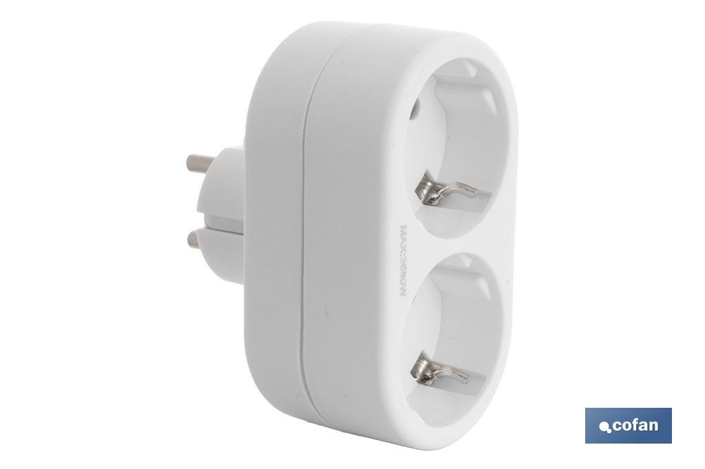 Adaptador doble Frontal Schuko | Color Blanco | 16 A - 250 V