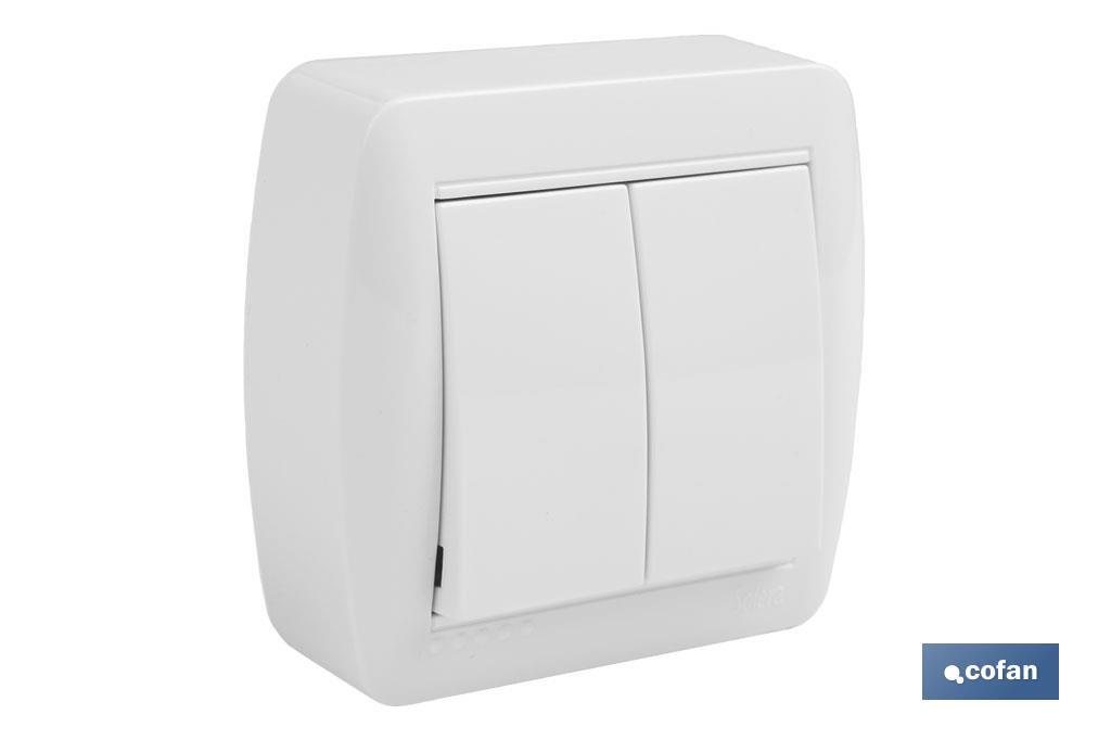 Doble Interruptor de superficie | Modelo Atlantis | Color blanco | 10 A - 250 V